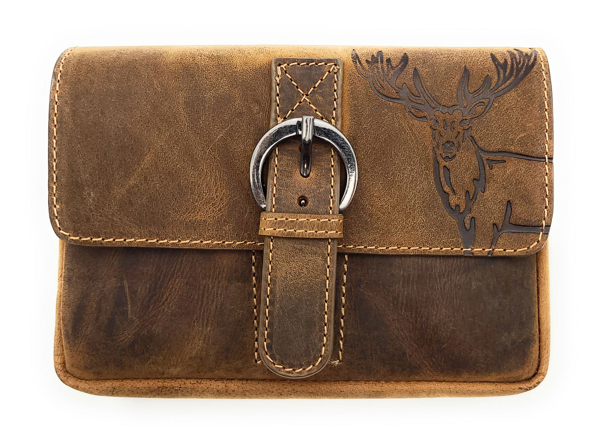 Jockey Club echt Leder Gürteltasche Bikertasche Jagdtasche Hüfttasche Bauchtasche Hirsch Gurt