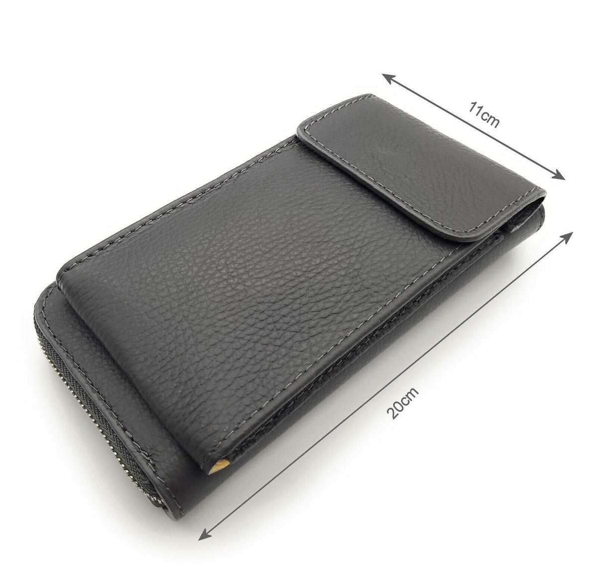 echt Leder Handybörse Smartphonetasche Geldbörse Umhängetasche made in Italy grau