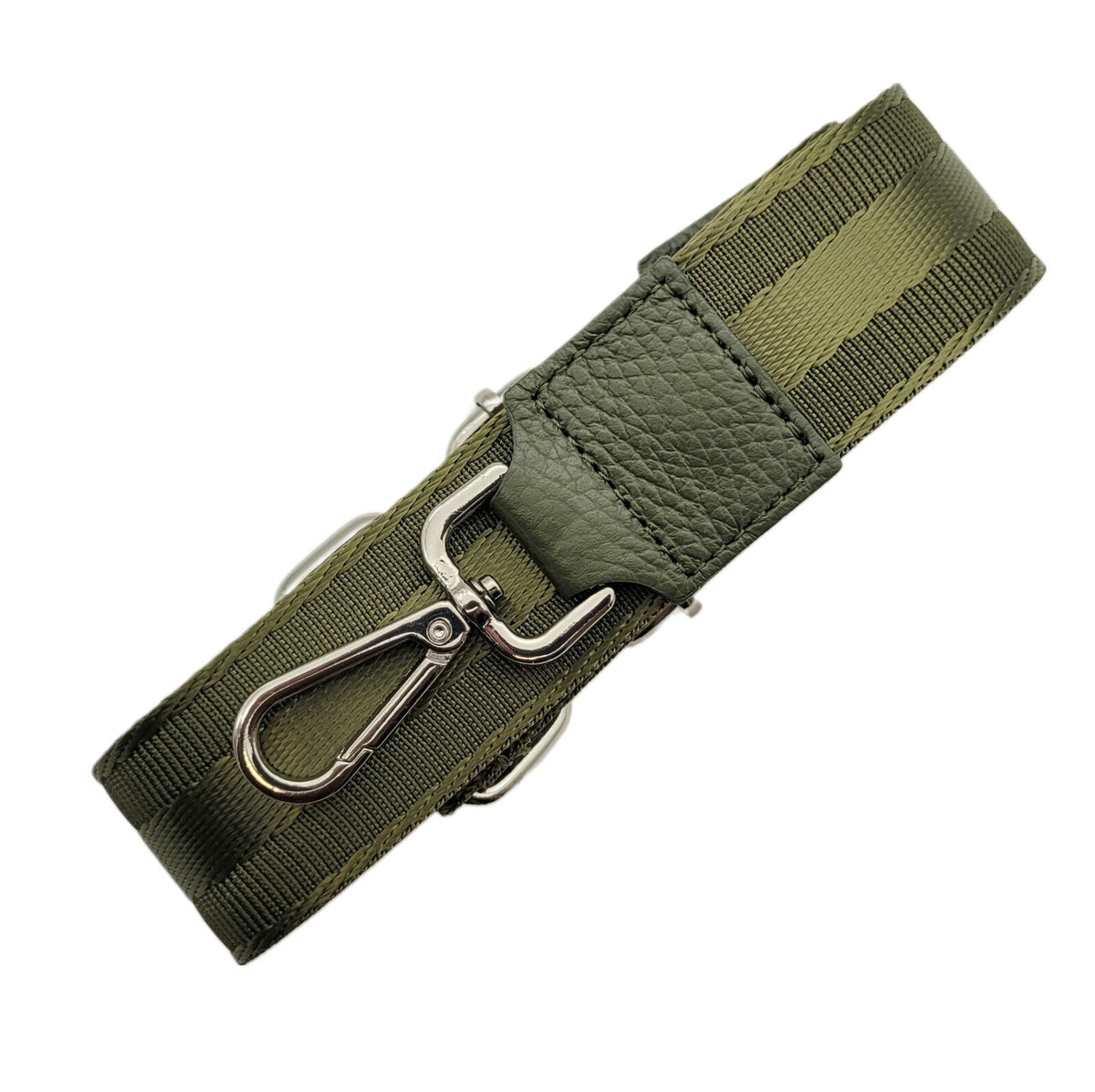 Ersatz Taschengurt Schultergurt Tragegurt Schulterriemen 4cm made in Italy olive silber