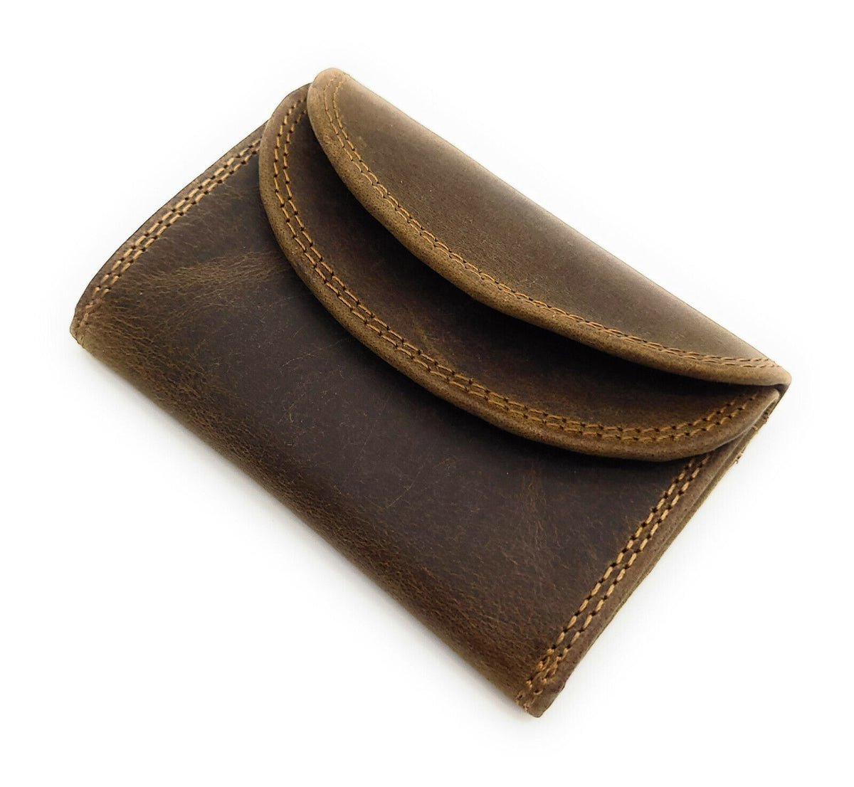 Lemasi Mini Gedlbörse - Wickelbörse - Echtes Büffelleder (Hunterleder), RFID-Schutz, Braun