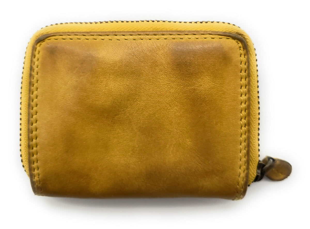 Hill Burry Mini echt Leder Damen Geldbörse Portemonnaie RFID Schutz Waschleder curry gelb