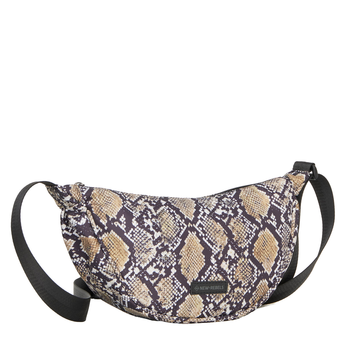 New Rebels Moonbag „Stay Wild" – Crossbody-Tasche mit Schlangen-Print, Nylon, 32 × 16 cm