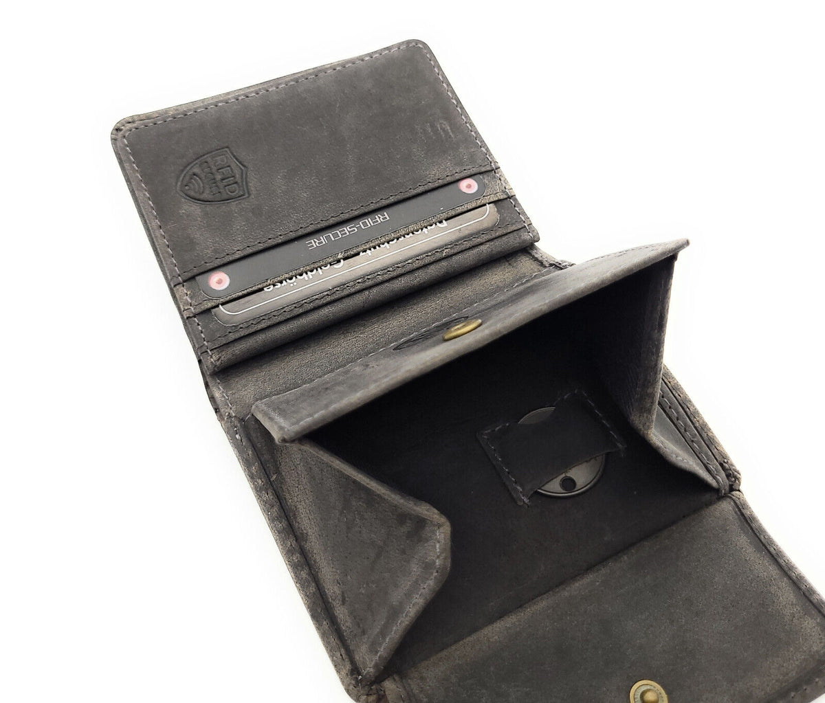 Jockey Club echt Leder Mini Geldbörse Portemonnaie 3D Totenkopf mit RFID Schutz