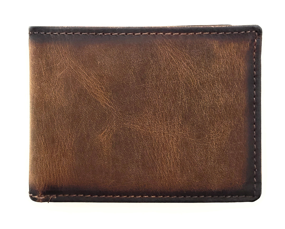Jockey Club Mini Leder Geldbörse Vintagebraun – Handgefertigt mit RFID-Schutz im rustikalen Design