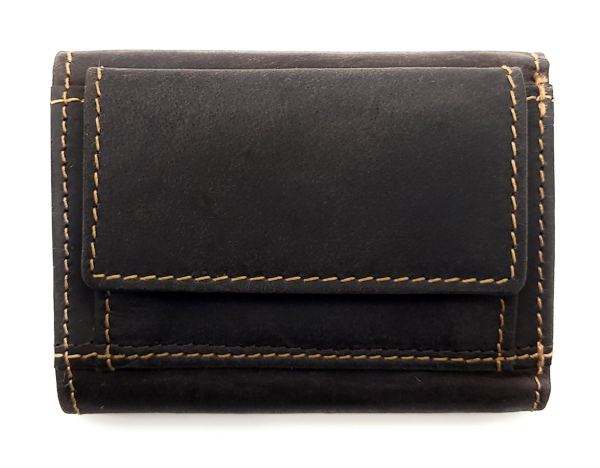 Jockey Club Mini Geldbörse aus Hunterleder | RFID-Schutz & Vintage Design dunkelbraun