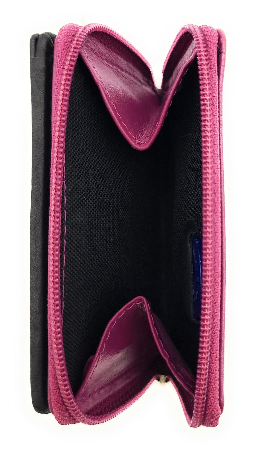 Jockey Club Mini-Geldbörse aus Leder mit RFID-Schutz & Pferde-Stickerei – kompakt & stilvoll schwarz pink