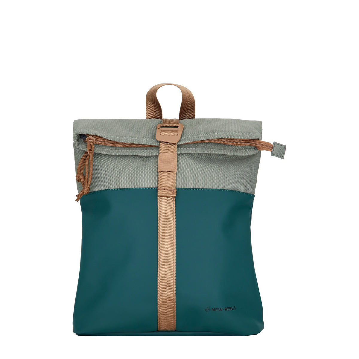 New Rebels Ferron Roll Up Rolltop City Rucksack Los Angeles wasserabweisend Petrol Grün Kupfer