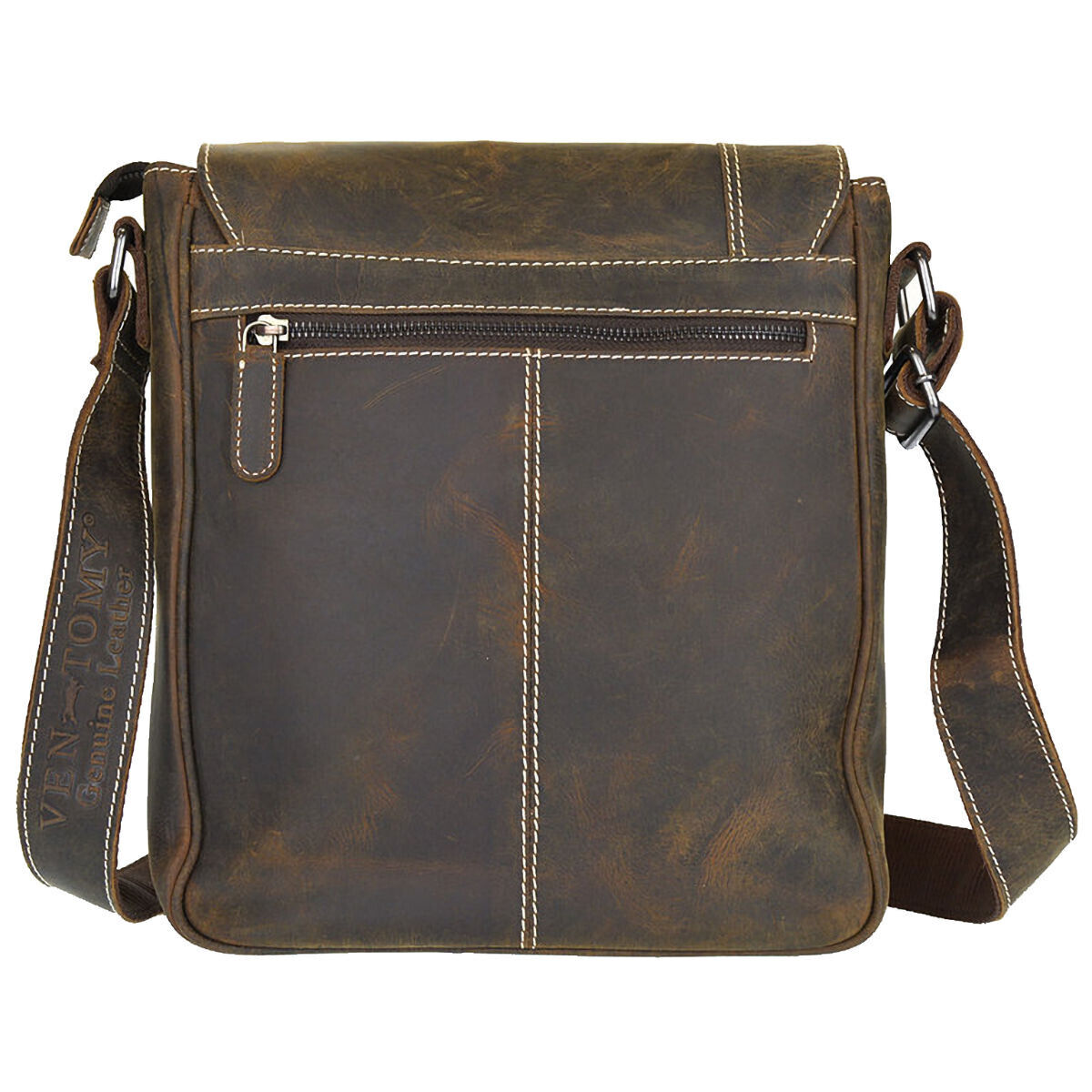 Ven Tomy Büffelleder Damen Herren Umhängetasche Messenger-Bag Handtasche braun