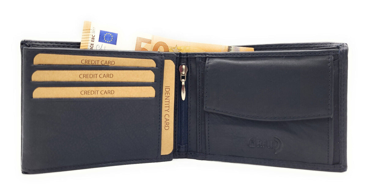 Jockey Club Basic echt Leder Herren Geldbörse Portemonnaie mit RFID Schutz navy blau