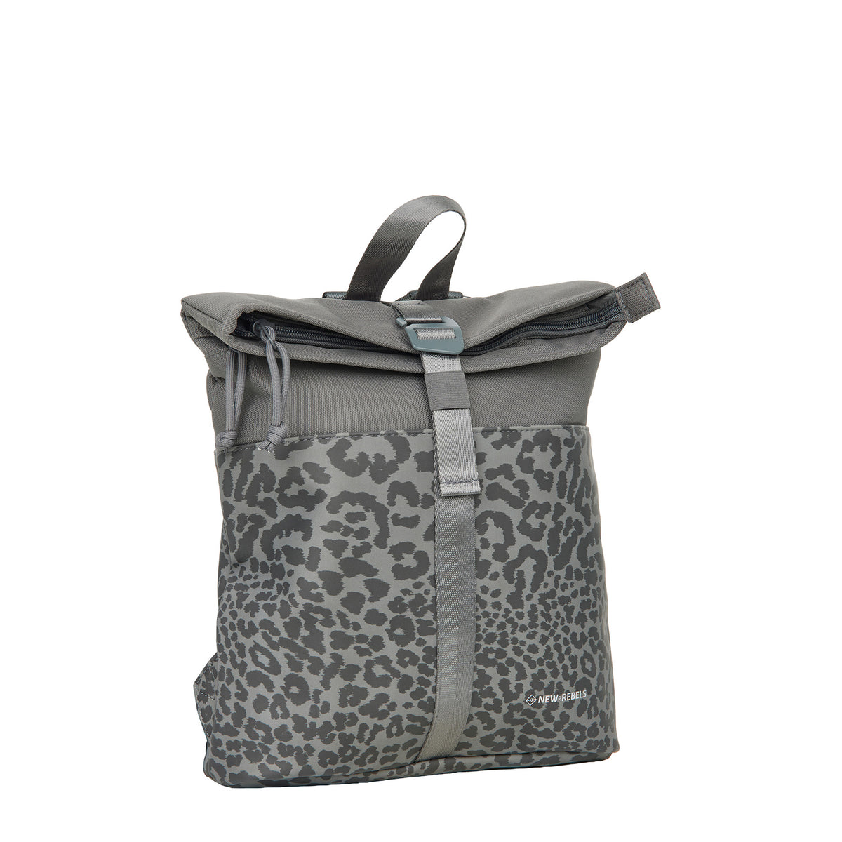 New Rebels Urban Roll Up Rolltop City Rucksack Los Angeles wasserabweisend Leopard anthrazit
