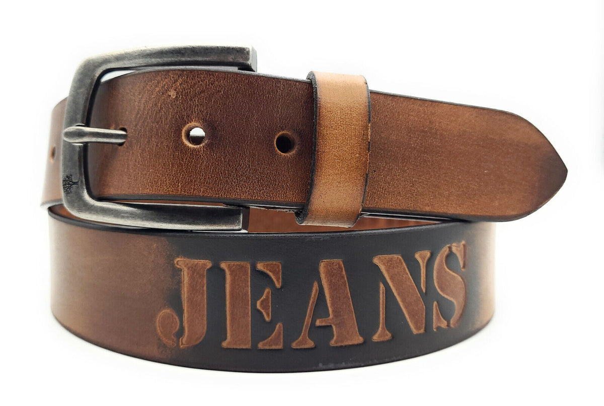 echt Leder Herren Gürtel Ledergürtel Büffelleder Jeansgürtel 120cm braun