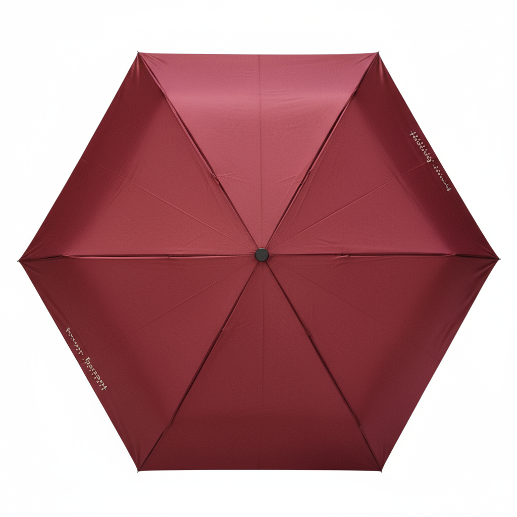bruno banani Mini-Regenschirm – Handöffner, Stahl-Fiberglasgestell, Polyester Pongee, geriffelter Griff mit erhabenem Logo Bordeaux Silber