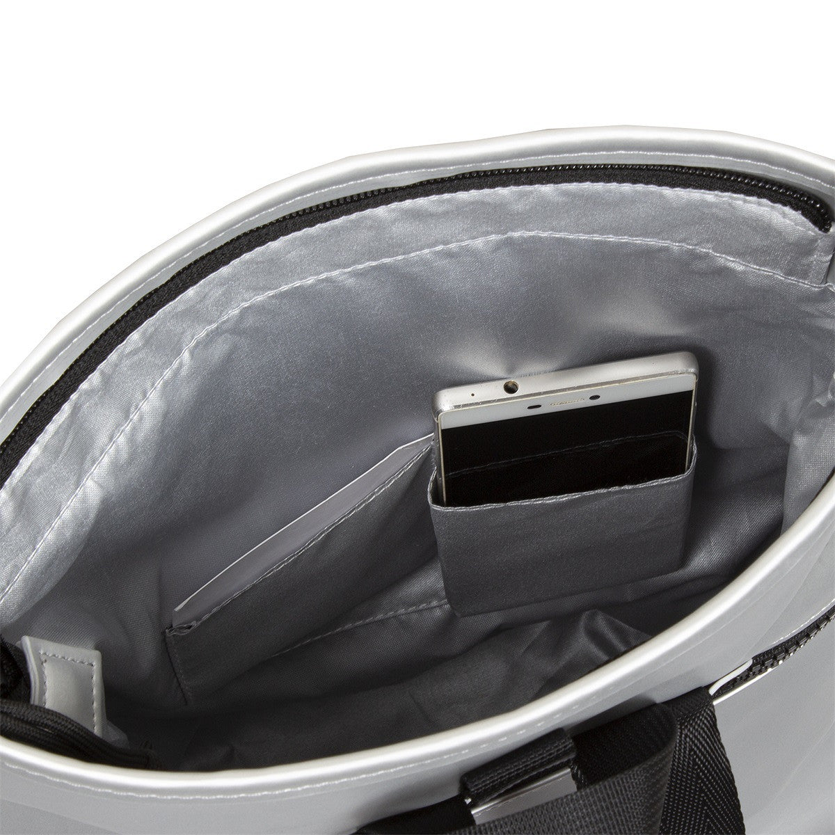 New Rebels Mart Roll Up Rolltop City Rucksack Los Angeles wasserabweisend metallic silver silber