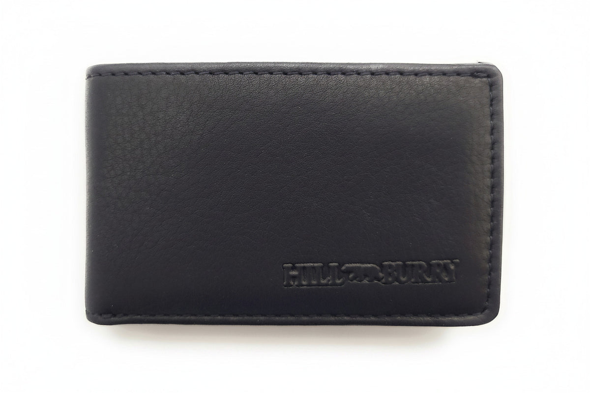 Hill Burry Mini Geldbörse aus Rindleder – RFID Schutz, 6 Kartenfächer & Münzfach schwarz
