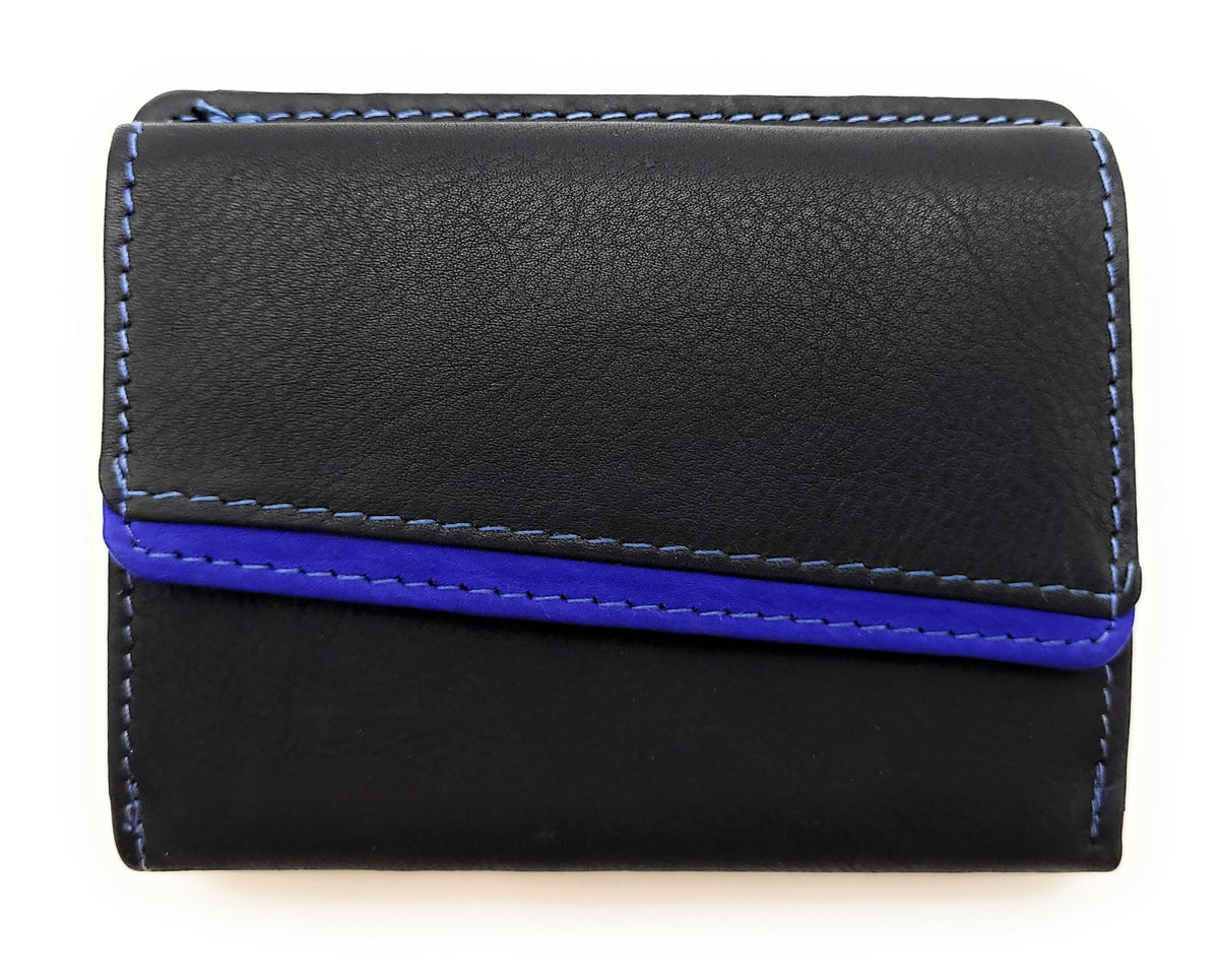 Jockey Club Mini Geldbörse aus Rindleder – Bicolor Lederbörse mit Kontrastnaht, Kartenfächern, Münzfach mit Chipfach, weich & kompakt, 80x95mm