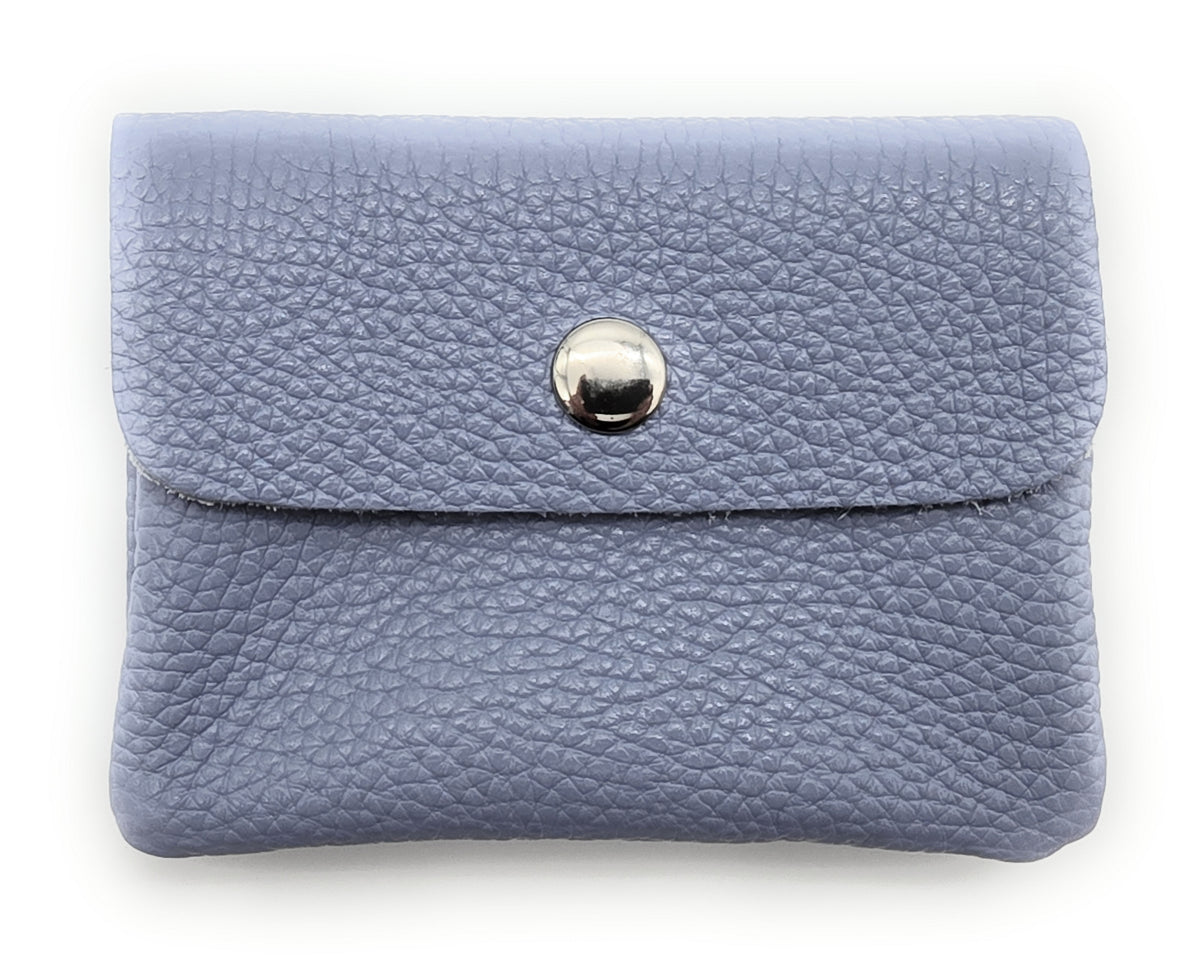 Mini Geldbörse Damen Herren – Echtes Rindleder, Made in Italy, Lavendelblau