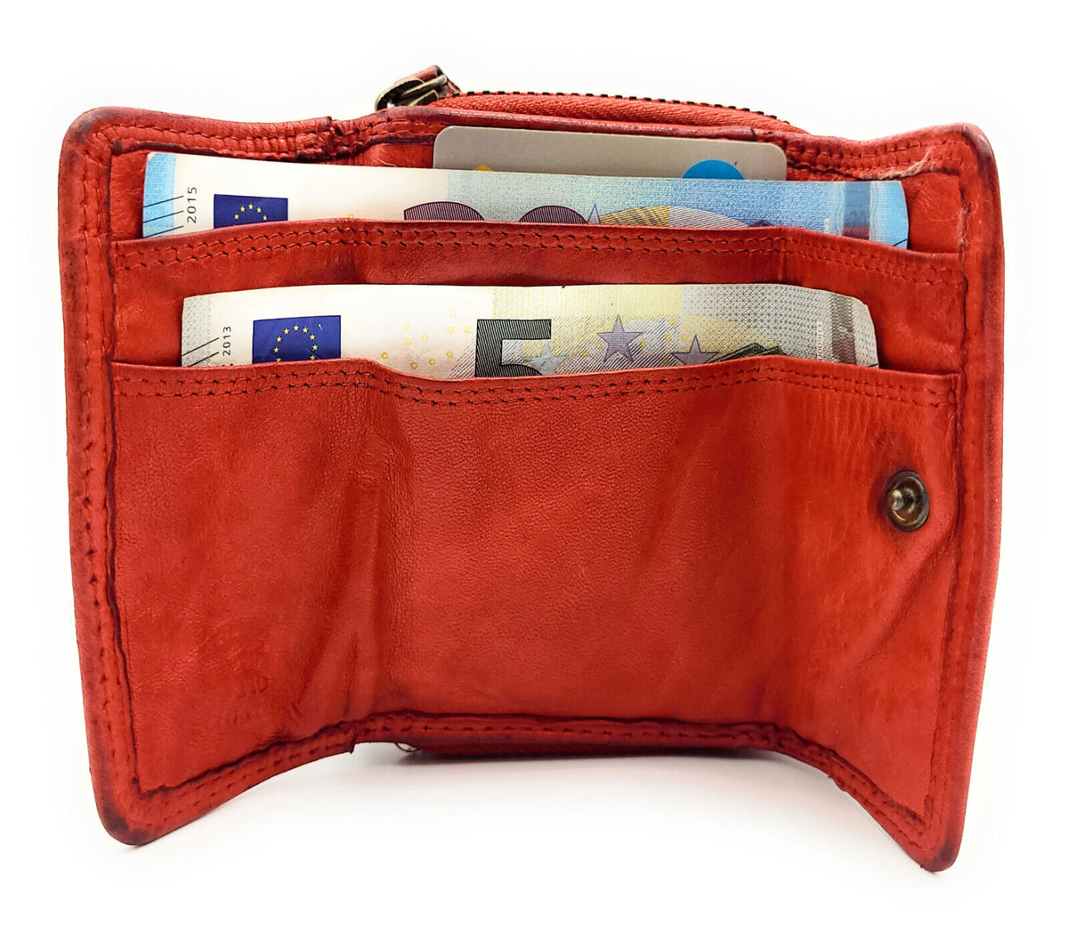 Hill Burry Mini echt Leder Damen Geldbörse Portemonnaie RFID Schutz Waschleder rot