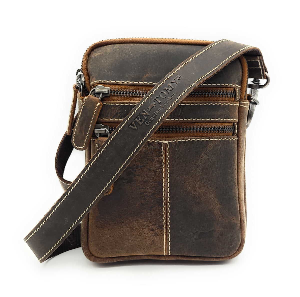 Umhängetasche Büffelleder Vintage Braun – Herren & Unisex | VEN-TOMY® Genuine Leather