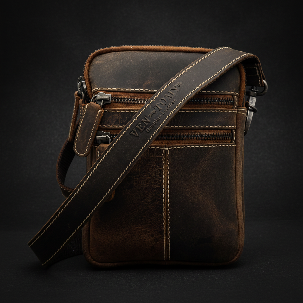 Umhängetasche Büffelleder Vintage Braun – Herren & Unisex | VEN-TOMY® Genuine Leather