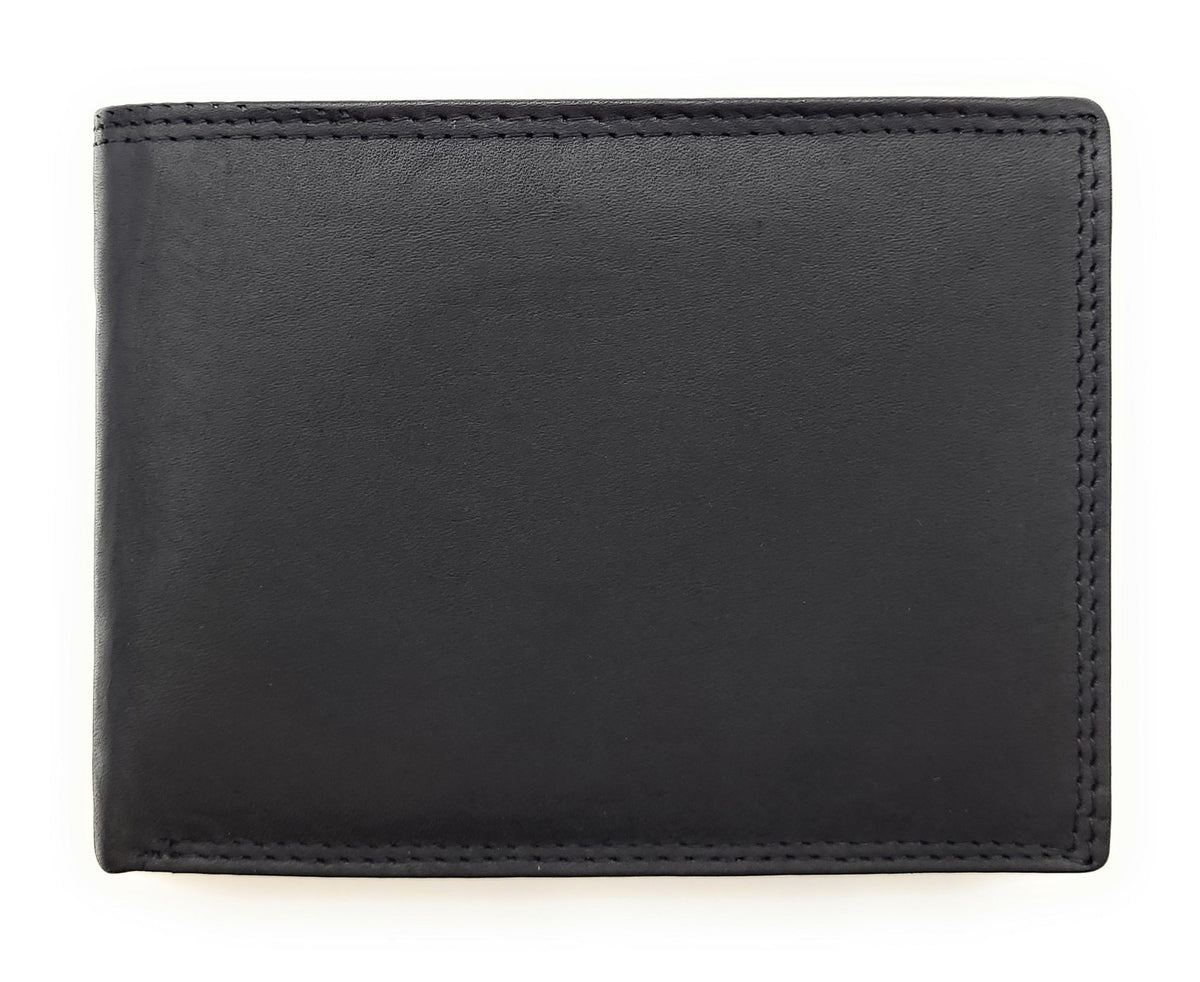 Lemasi Geldbörse Economy Line – Echtleder Geldbörse mit RFID-Schutz, 6 Kartenfächern, Münzfach & Reißverschlussfach schwarz