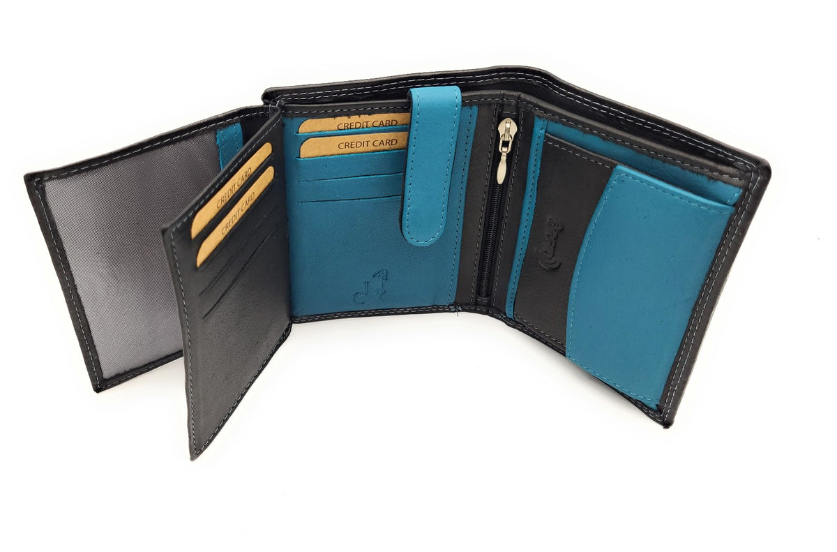 Jockey Club Basic echt Leder Geldbörse Portemonnaie Geldbeutel RFID NFC Schutz schwarz petrol