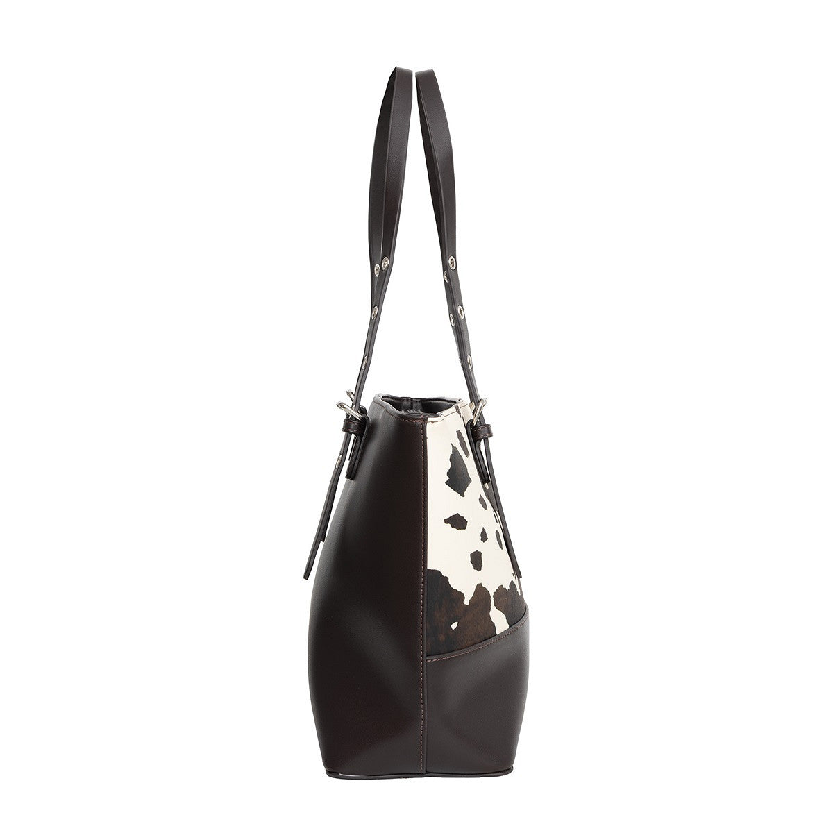 Justified Skog Damen-Shopper mit Kuhmuster und Reißverschluss – Braun/Creme