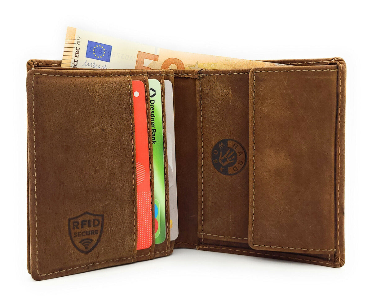 Jockey Club echt Leder Mini Geldbörse Portemonnaie 3D Totenkopf mit RFID Schutz