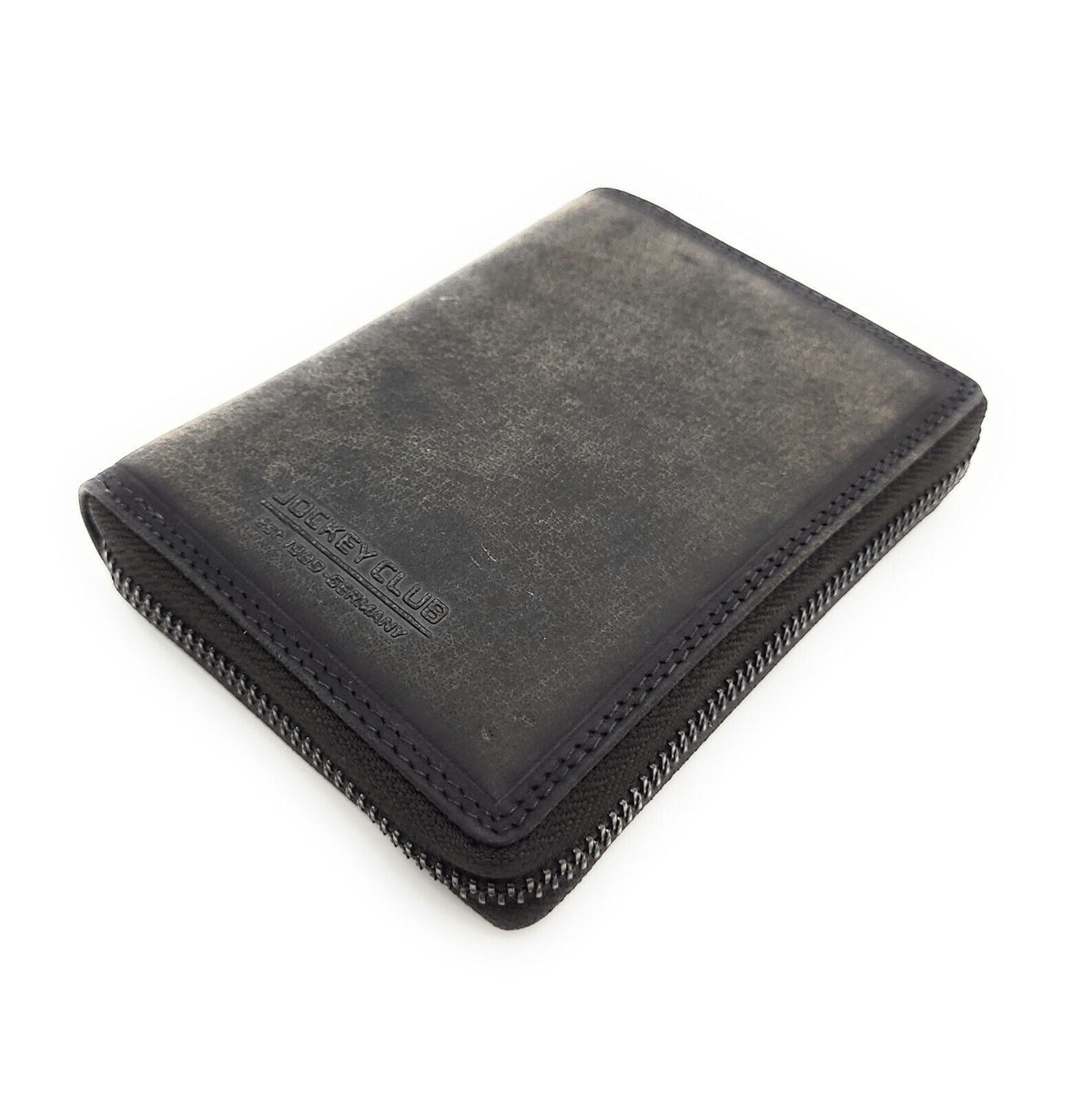 Jockey Club Leder Geldbörse mit RFID-Schutz – Büffelleder Vintage Grau