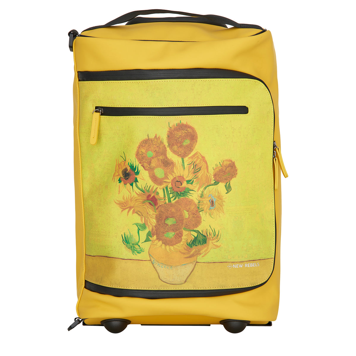 New Rebels OnBoard Trolley Laredo Wasserabweisend | Reisekoffer mit Rollen | Handgepäck 32x18x50cm | Van Gogh Sonnenblumen Gelb