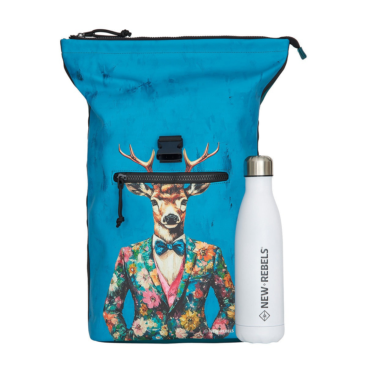 New Rebels New York Hirsch Rucksack – Rolltop, wasserabweisend, 15" Laptopfach