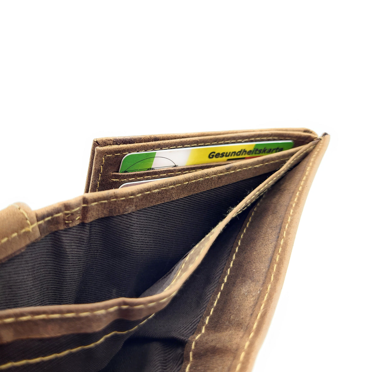 Green Deed Geldbörse aus Hunterleder – Dunkelbraun mit geprägtem Bierkrug-Motiv, RFID-Schutz & Geschenkbox