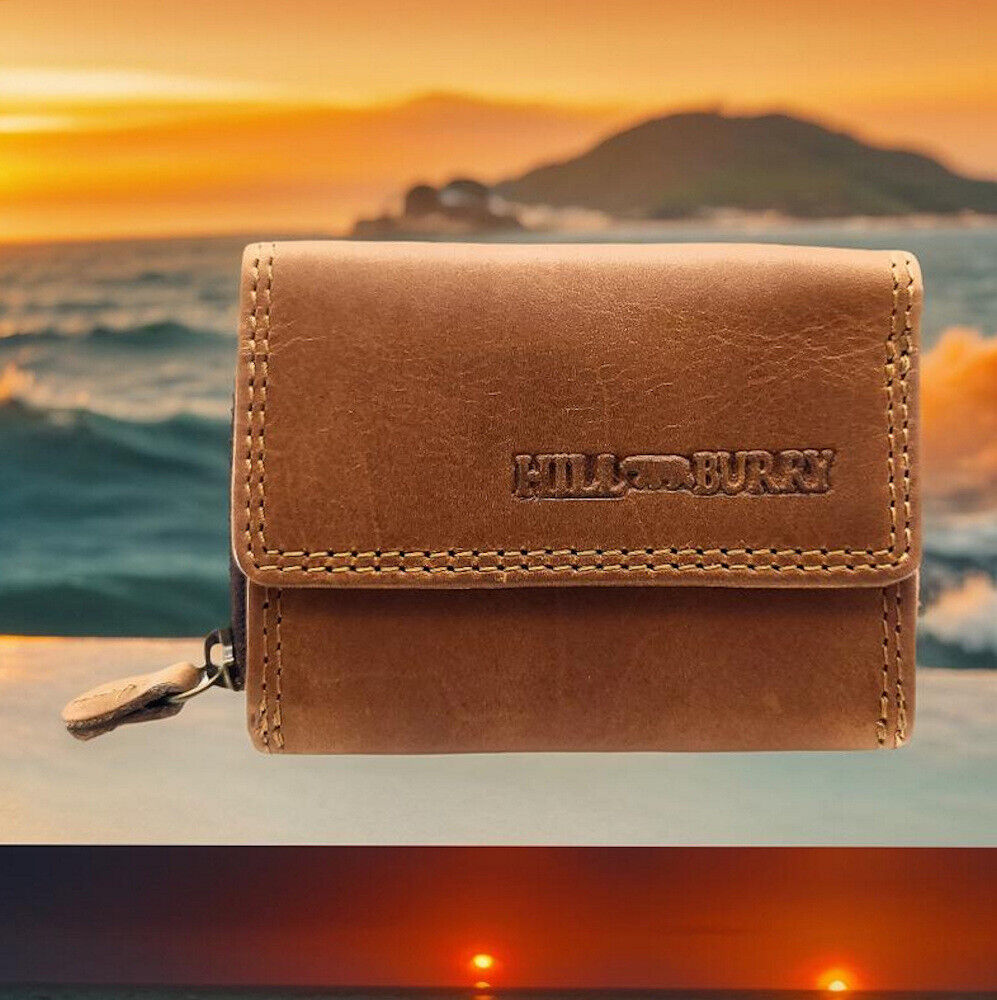 Hill Burry Mini echt Leder Damen Geldbörse Portemonnaie RFID NFC Schutz braun
