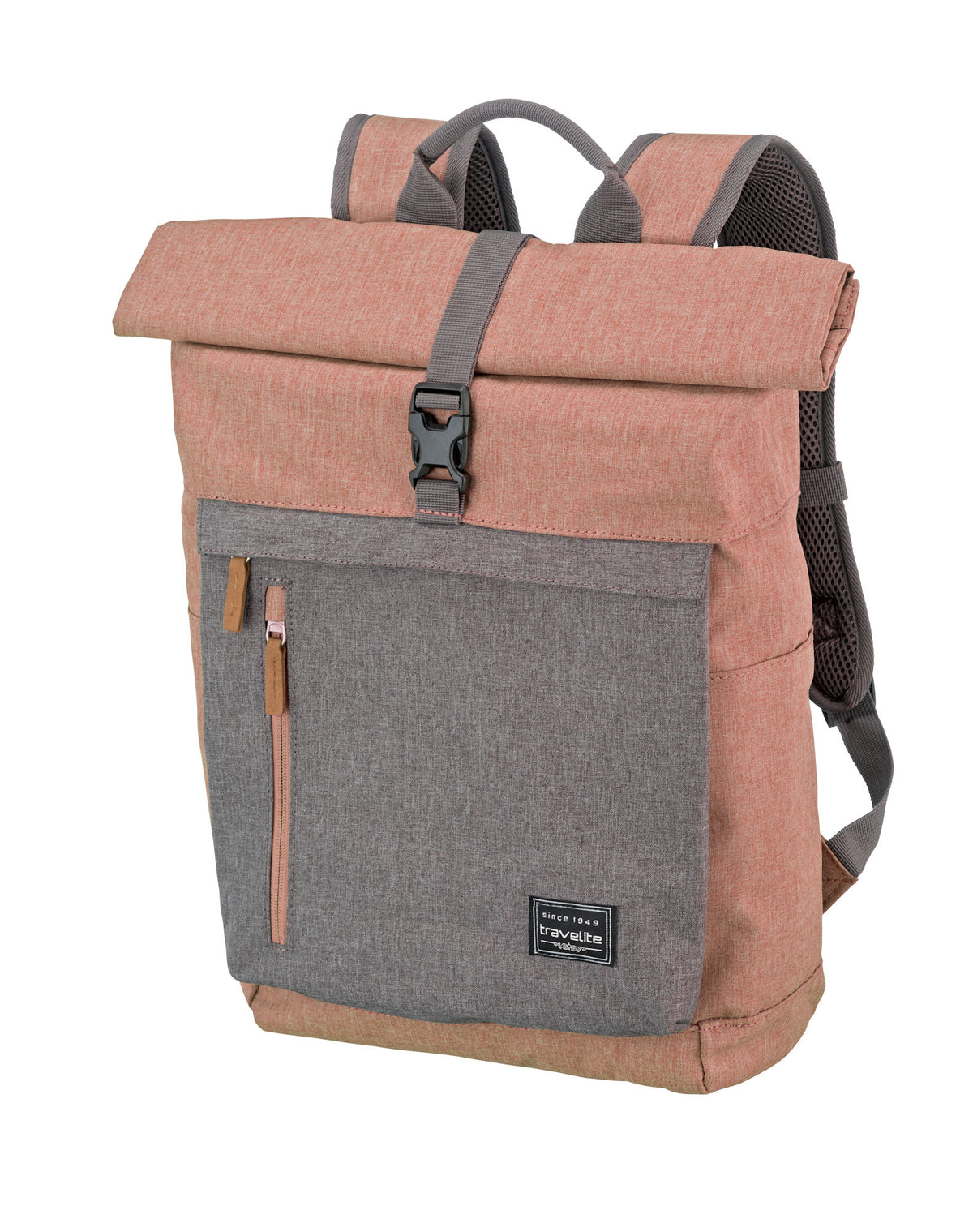 Travelite Basic Rollup Rucksack 35 L Rosa mit 15,6-Zoll-Laptopfach