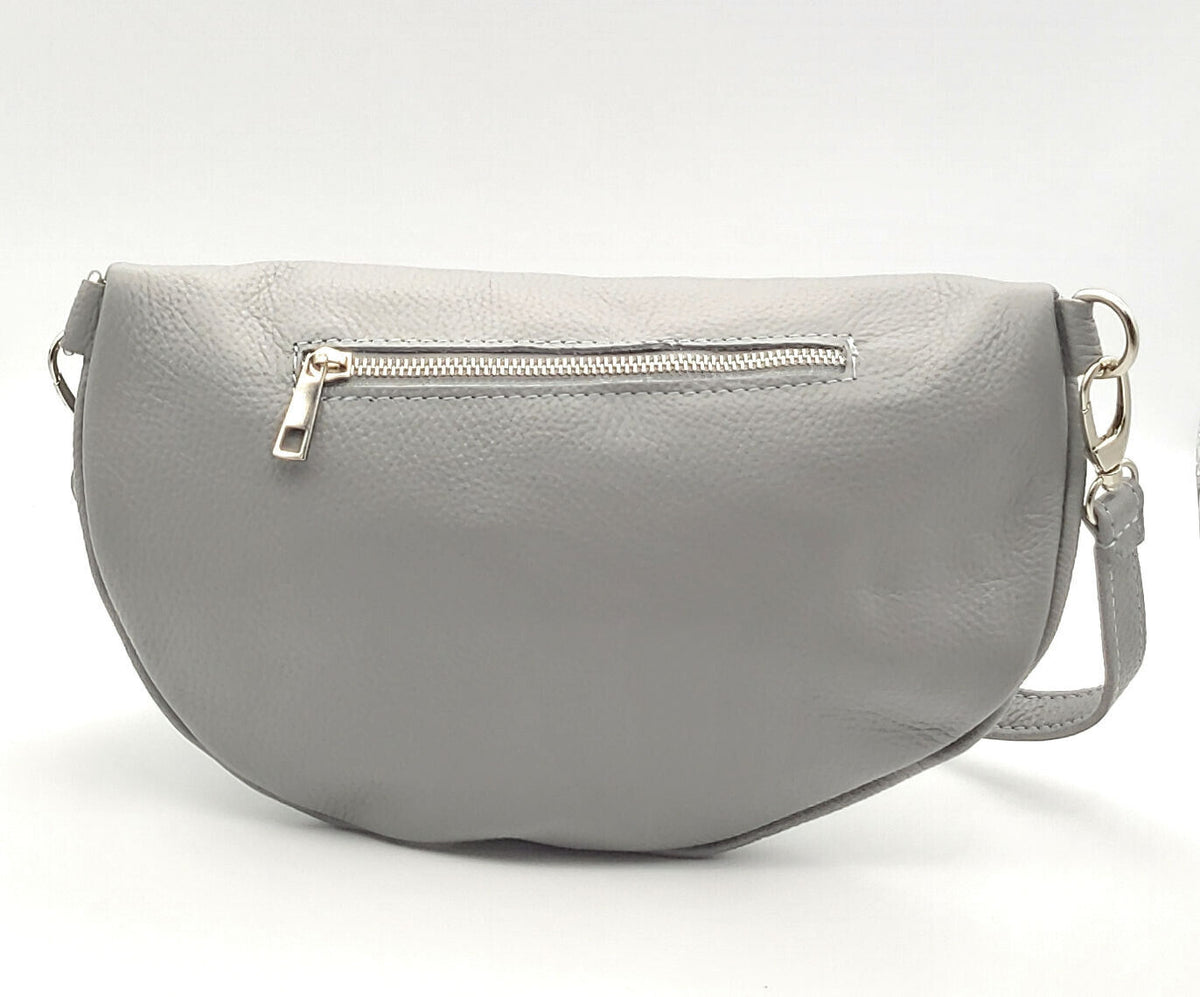 echt Leder XL Damen Crossbag Umhängetasche Schultertasche Handtasche made in Italy dunkelgrau