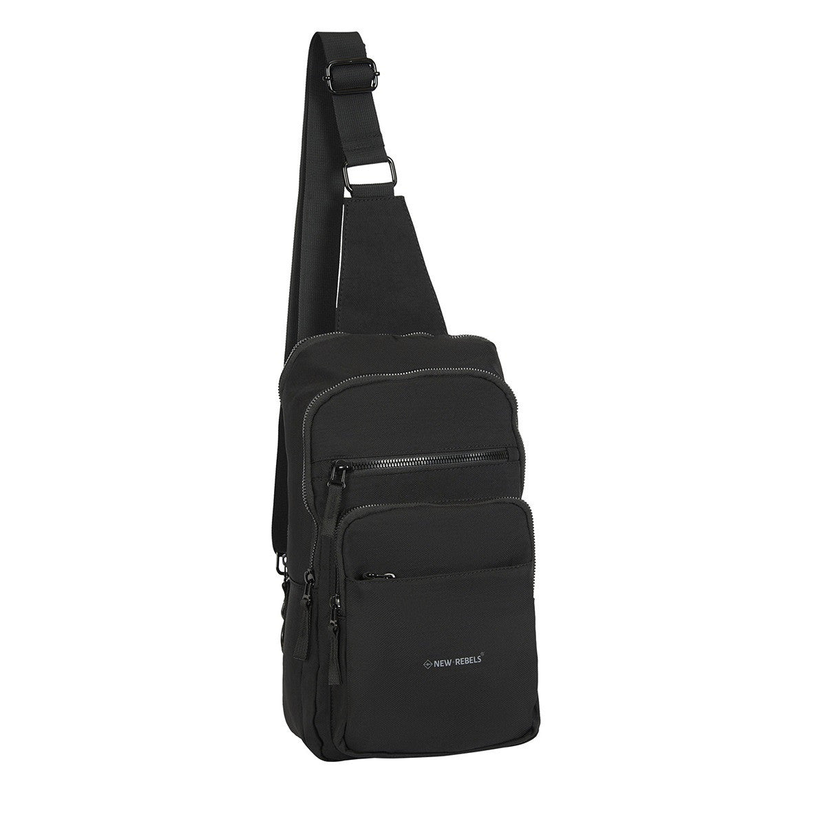 New Rebels Walden - Caldwell große Crossbody Bag – Nylon Umhängetasche mit Tabletfach & Sicherheitsfach schwarz