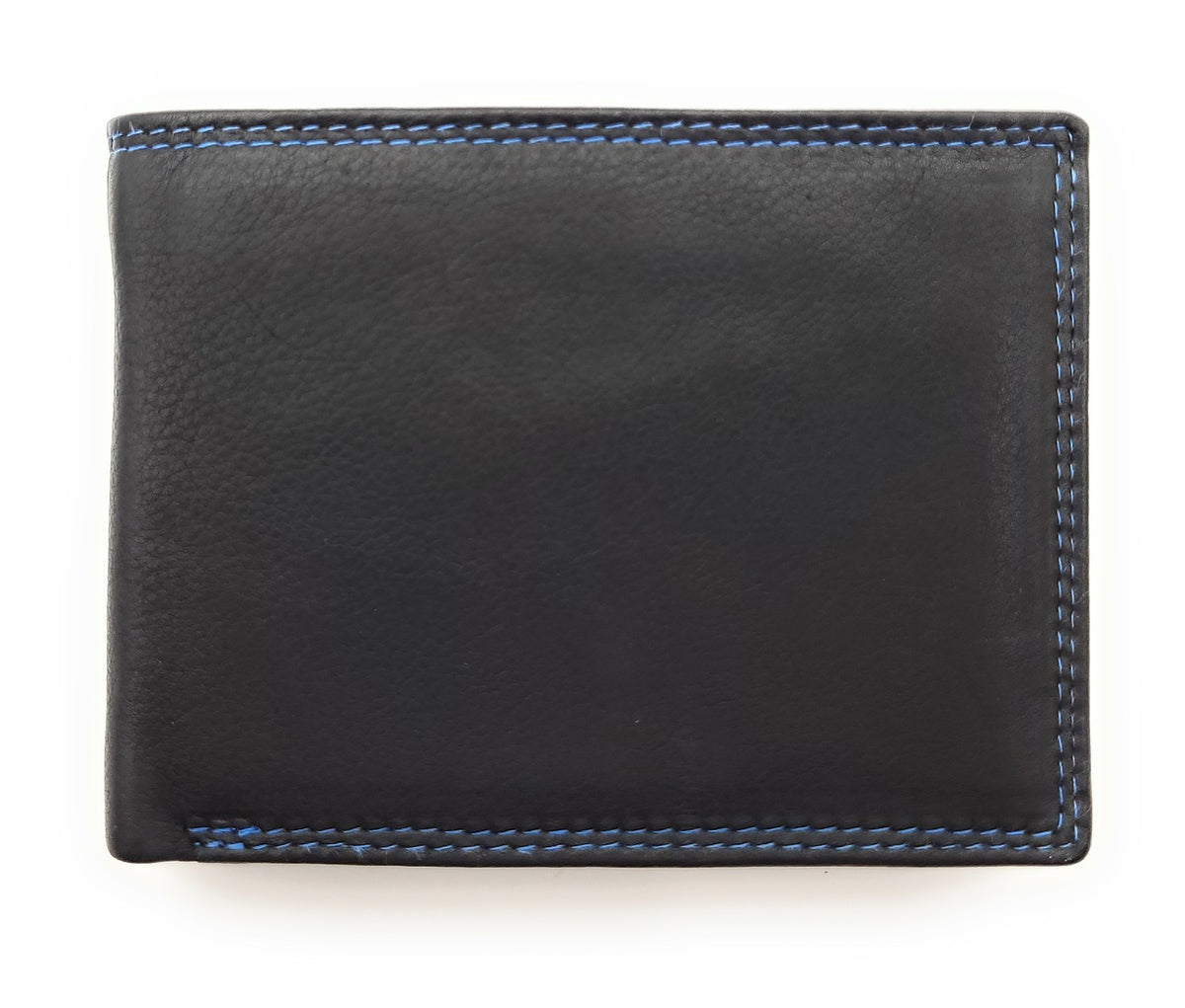 Jockey Club Basic Geldbörse aus Rindleder mit RFID-Schutz, Reißverschlussfach, 6 Kartenfächern, 2 Sicht- & 2 Einsteckfächern, Münzfach & Doppelnaht schwarz royal