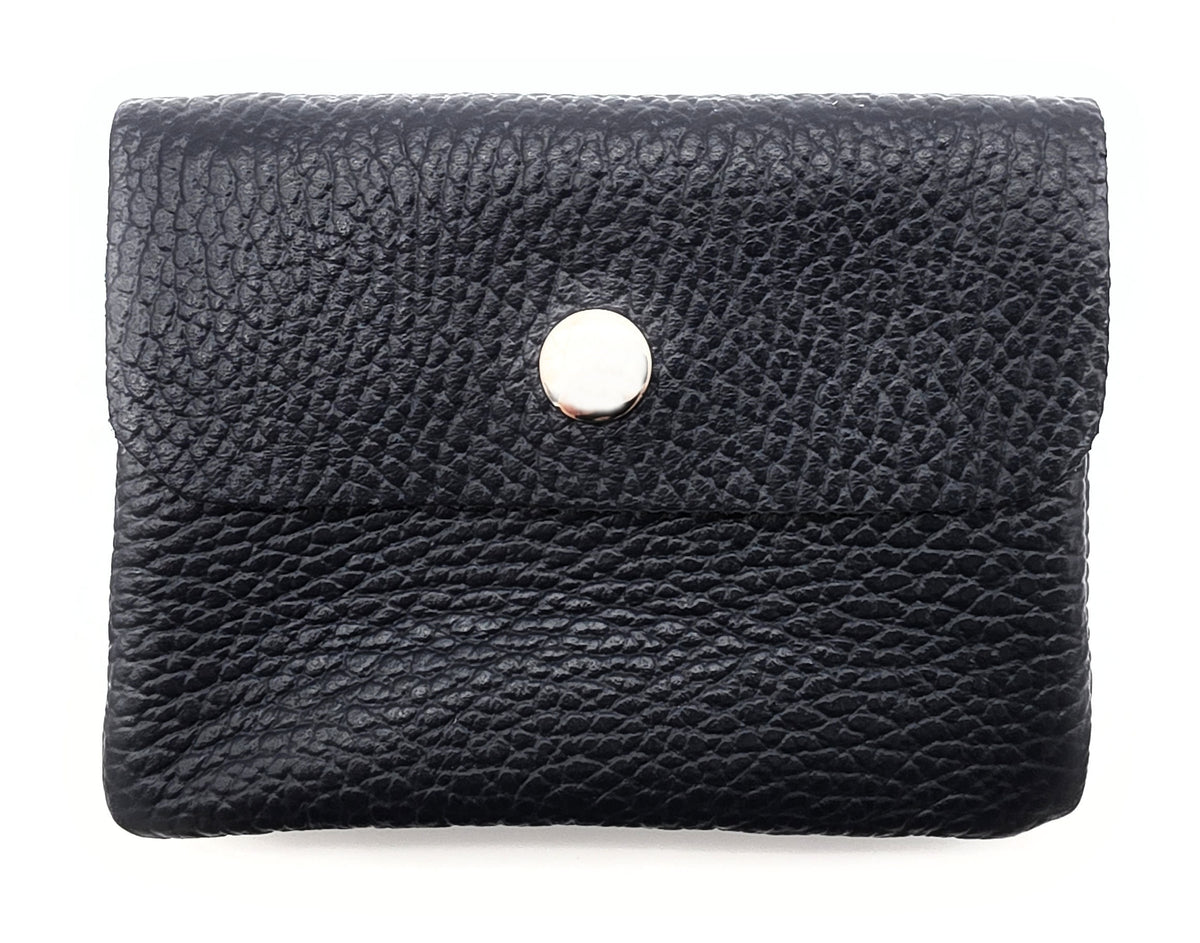 Mini Geldbörse aus echtem Rindleder – kompaktes Leder Portemonnaie Made in Italy dunkelblau