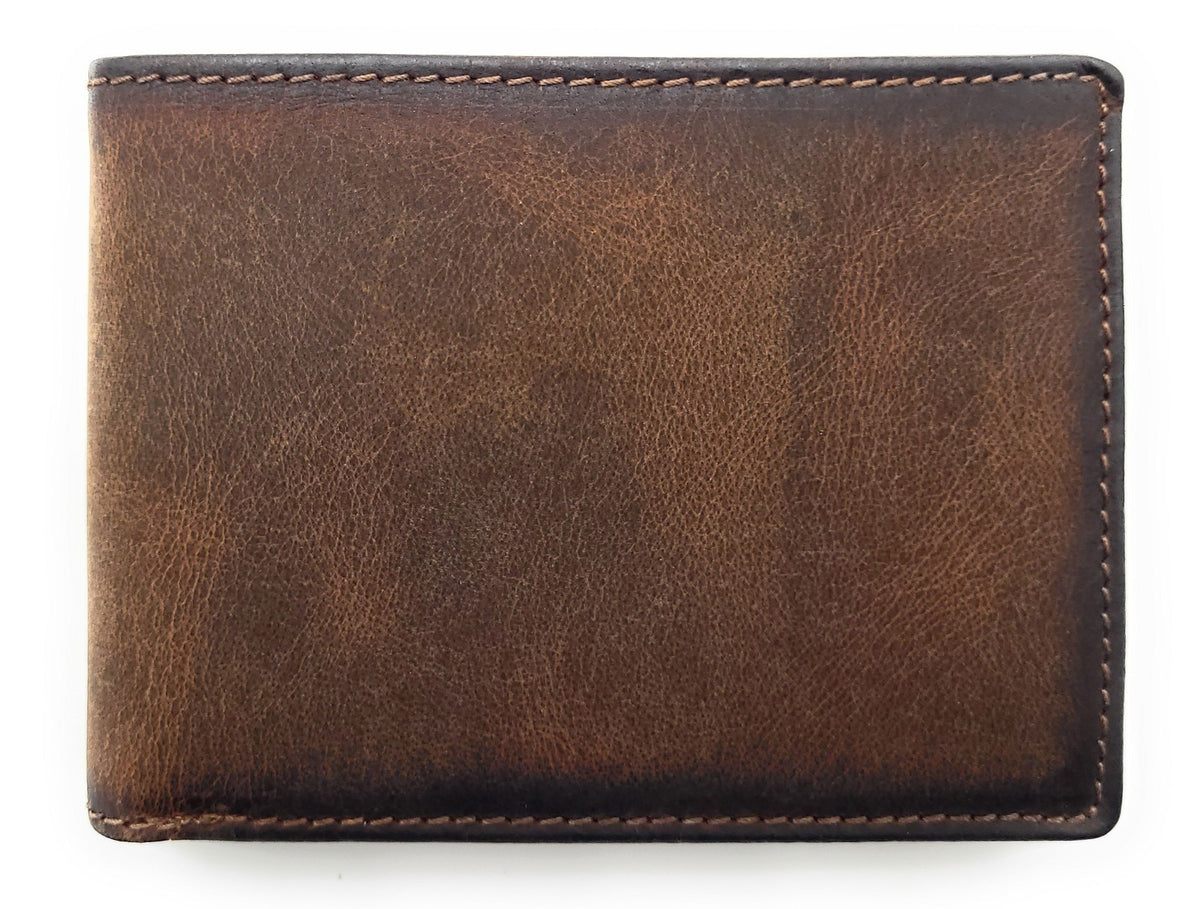 Jockey Club Serie Toro Mini Geldbörse Damen & Herren aus Hunterleder rustikal mit RFID Schutz, kompakt, 6 Kartenfächer, Münzfach mit Chipfach, 2 Scheinfächer, cognac braun
