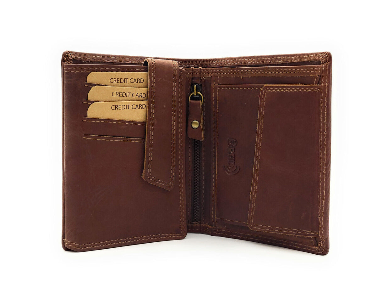 Jockey Club Basic echt Leder Geldbörse Portemonnaie mit RFID Schutz vintage braun