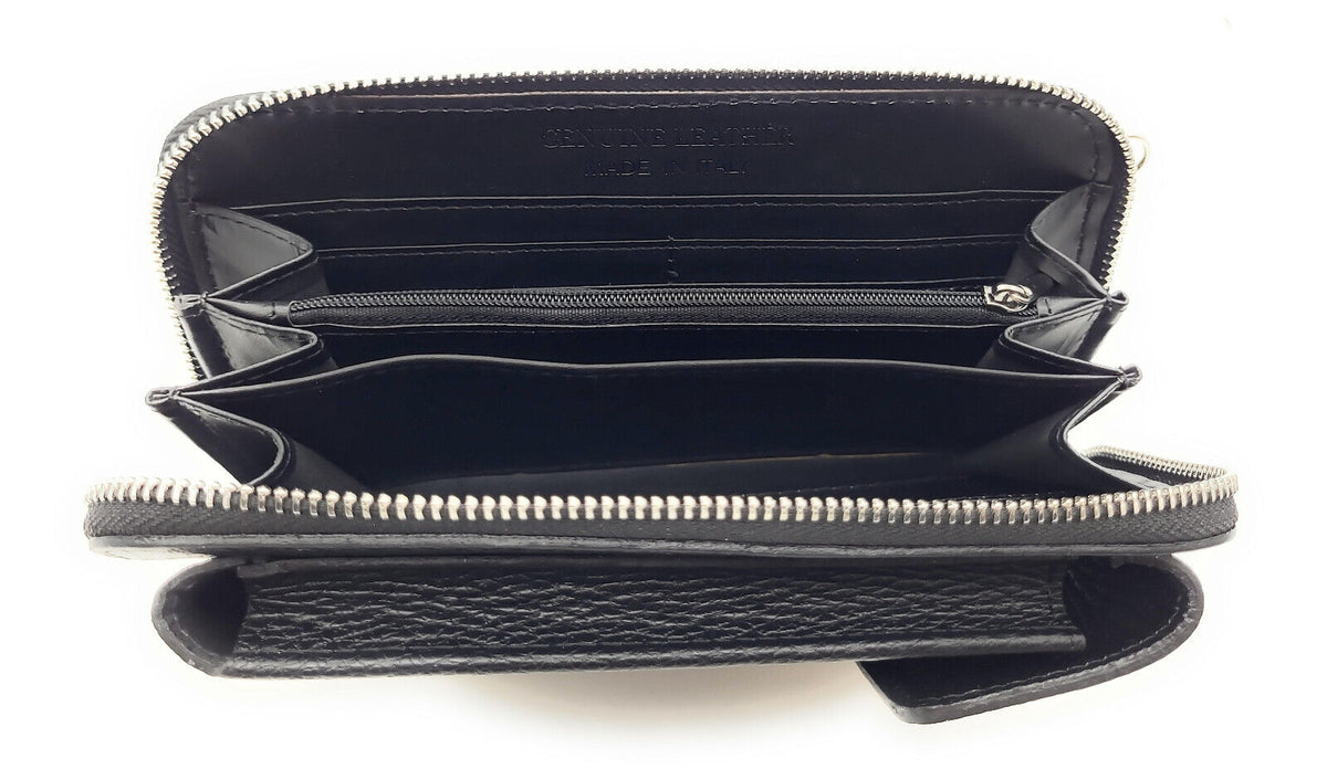 echt Leder Handytasche Smartphonetasche Geldbörse Umhängetasche made in Italy schwarz
