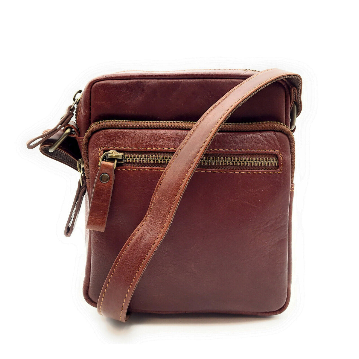 Lemasi echt Leder Herren Schultertasche Umhängetasche Crossbag Handtasche braun
