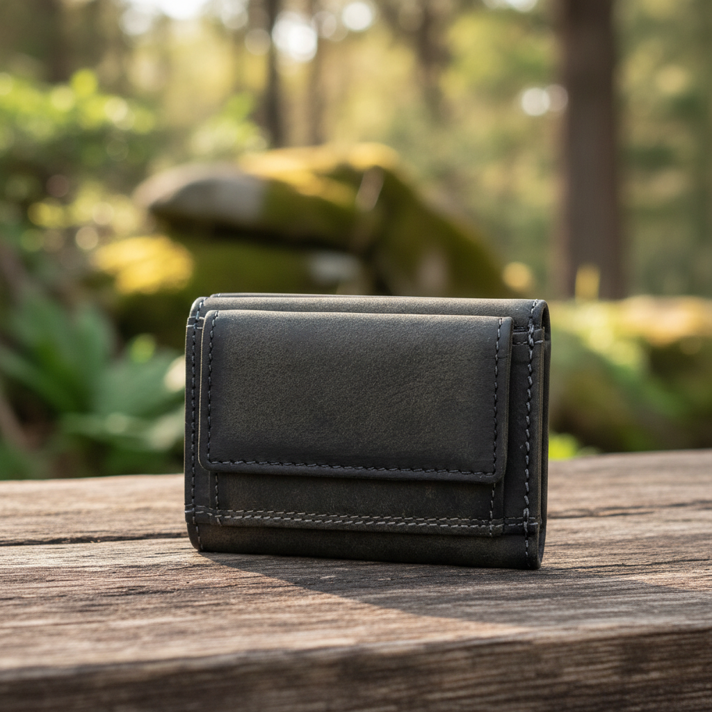 Jockey Club Mini Geldbörse aus Hunterleder | RFID-Schutz & Vintage Design grau