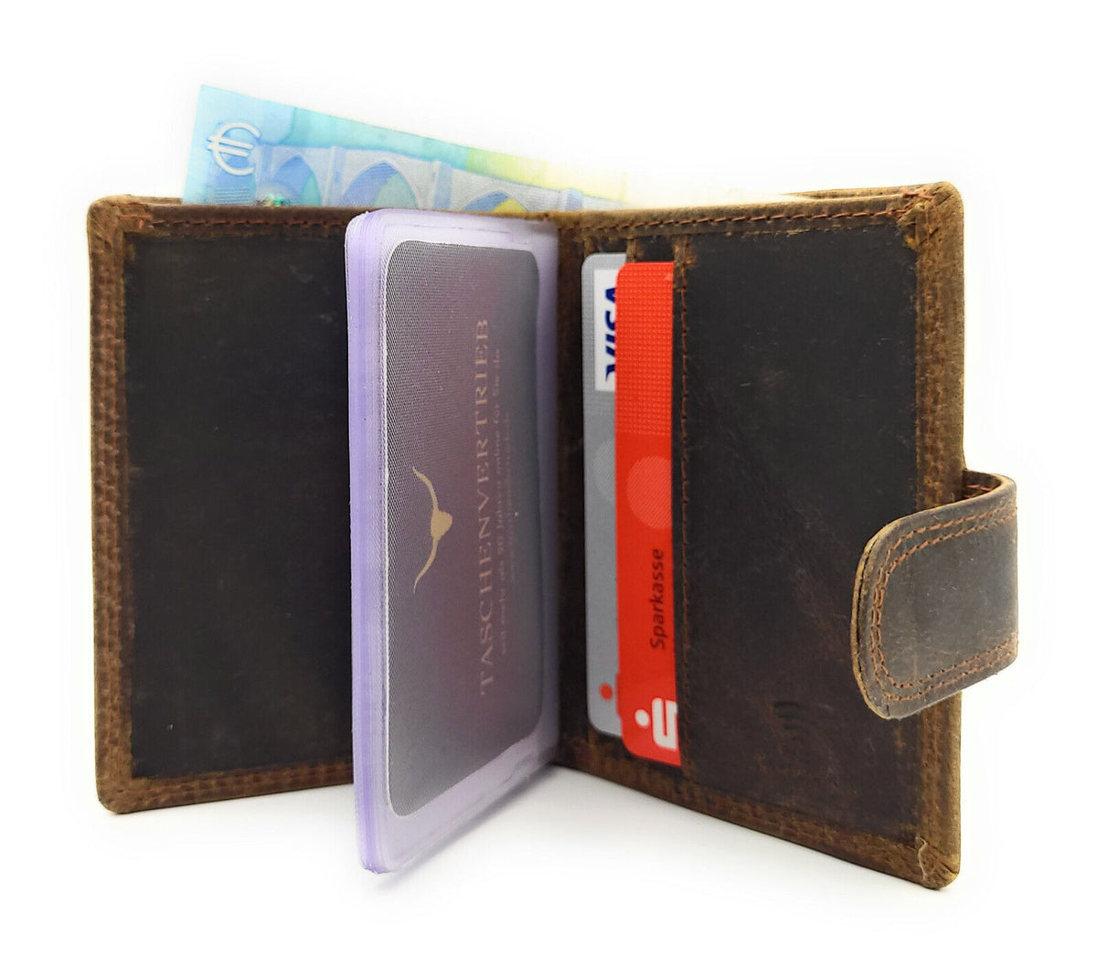 Lemasi Mini Geldbörse aus Hunterleder – RFID-Schutz, Karten- & Visitenkartenetui