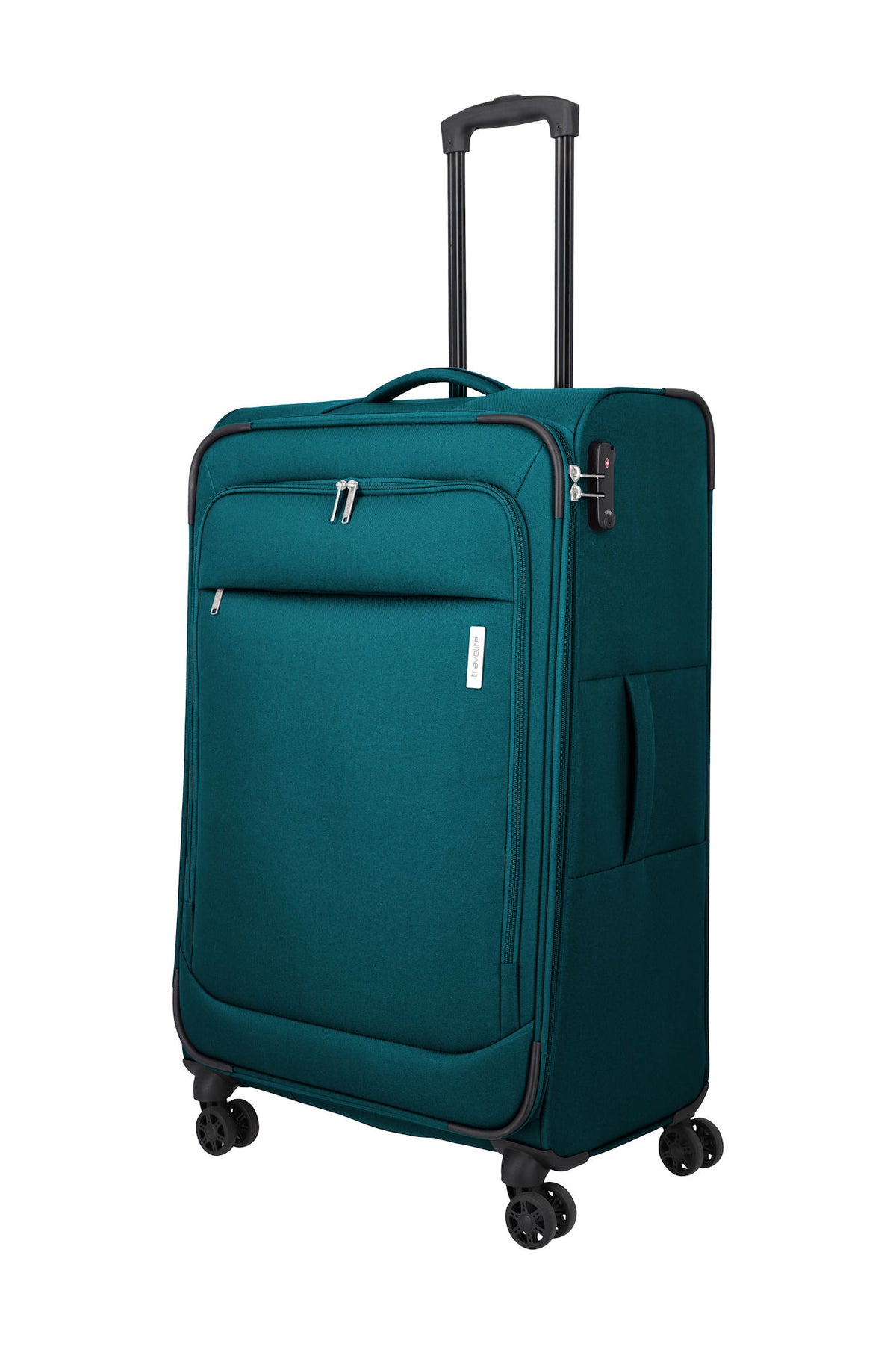 Travelite Priego Trolley L 77 cm – Großer Reisekoffer mit 4 Rollen & 90 L Volumen petrol
