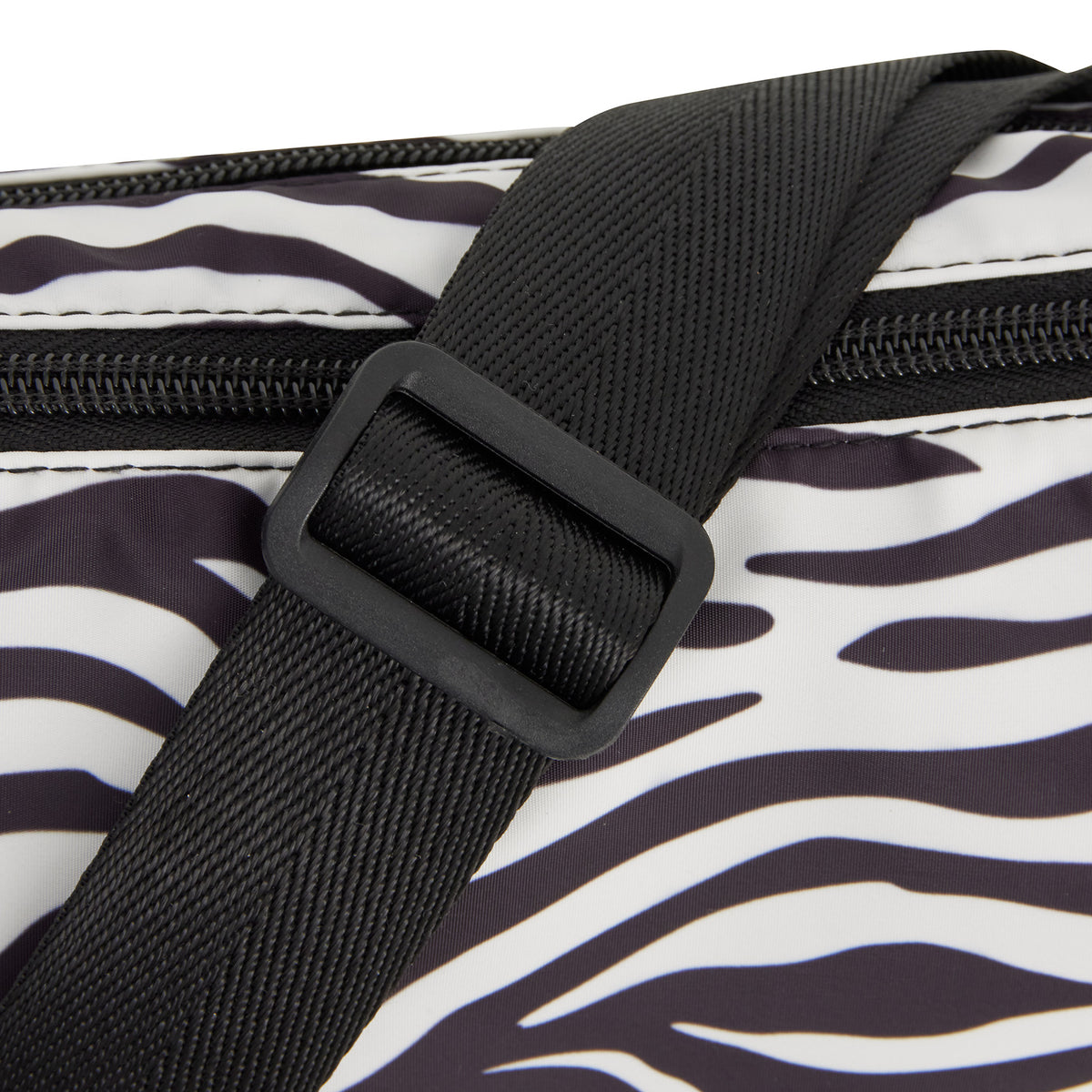 New Rebels Moonbag „Stay Wild" – Crossbody-Tasche mit Zebra-Print, Nylon, 32 × 16 cm