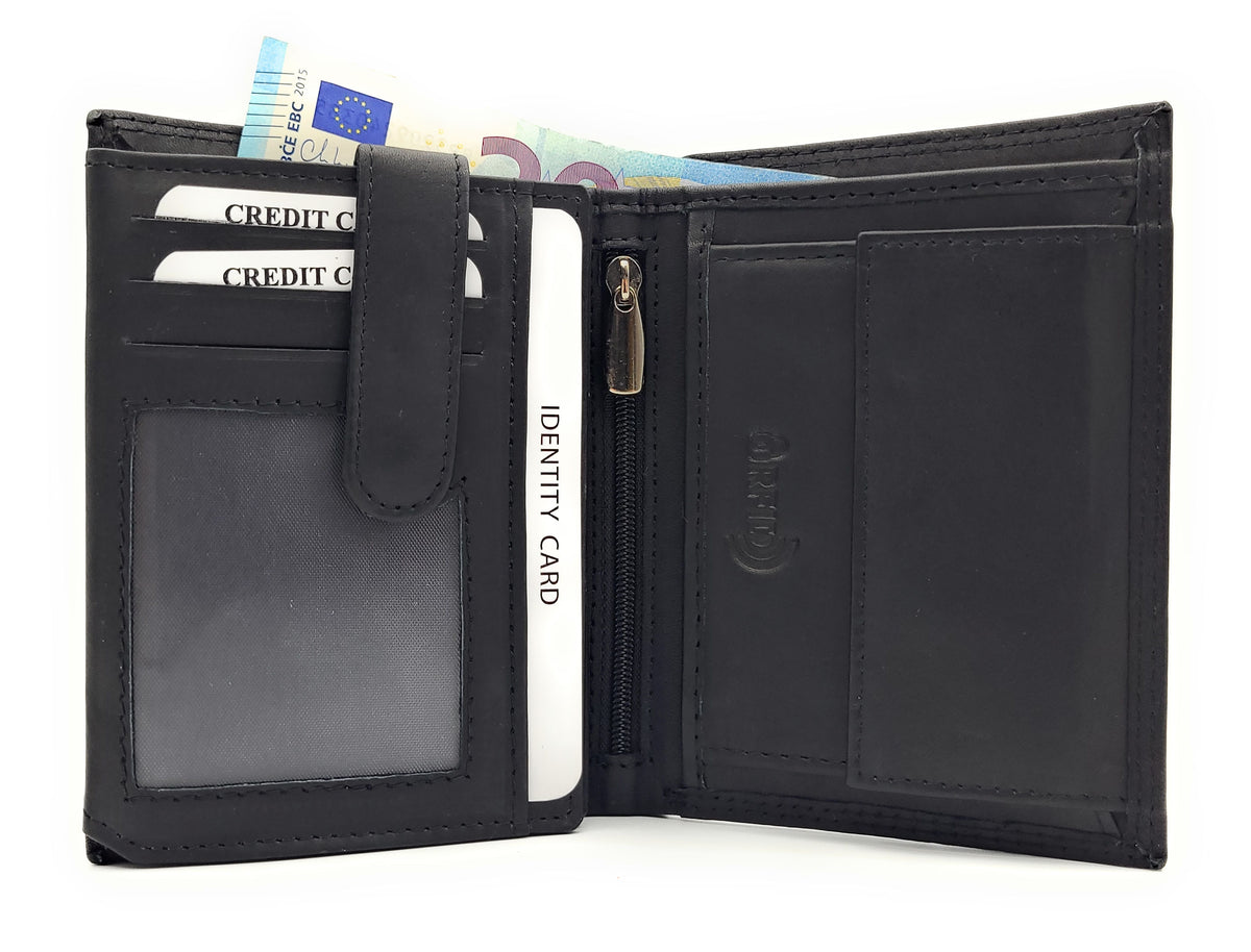 Lemasi Leder Geldbörse RFID Schutz – Herren & Damen Portemonnaie Schwarz