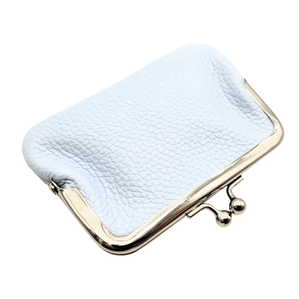 Mini Geldbörse Bügelbörse Rindleder soft-blau – Made in Italy, kompakt & vielseitig