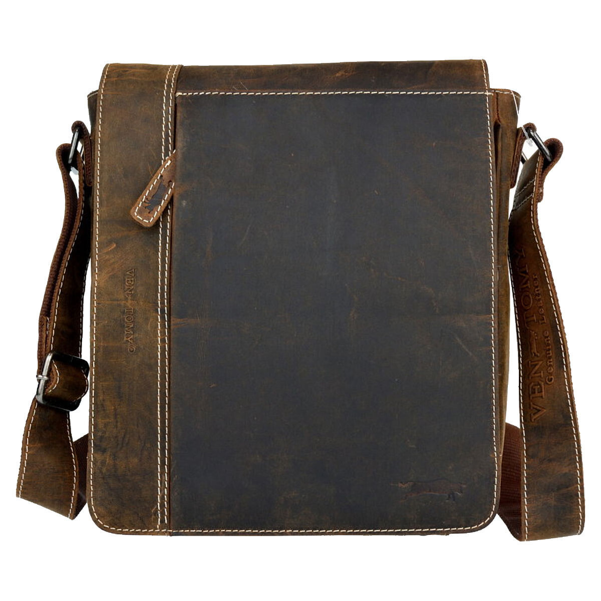 Ven Tomy Büffelleder Damen Herren Umhängetasche Messenger-Bag Handtasche braun