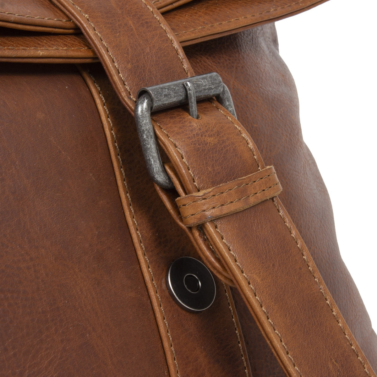 Justified Bags Nynke Rolltop Rucksack aus dickem, echtem Rindleder – Cityrucksack mit Magnetverschluss, Frontfach & Innenlicht – Robuster Leder Rucksack Damen & Herren