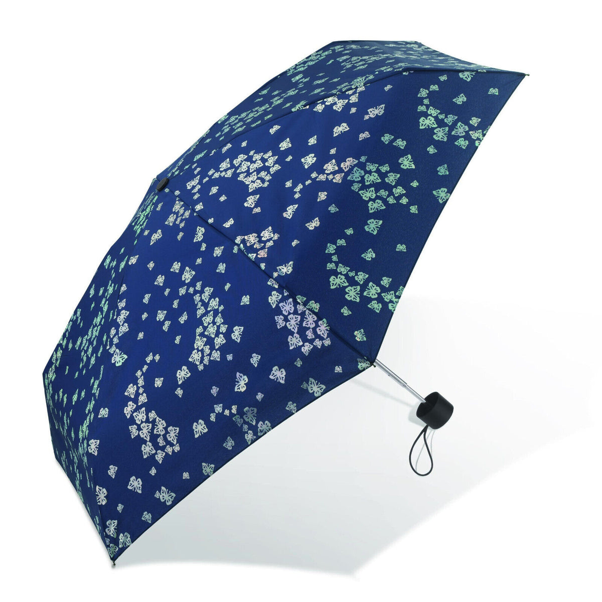 Pierre Cardin Damen Regenschirm Taschenschirm Petito papillion blue blau